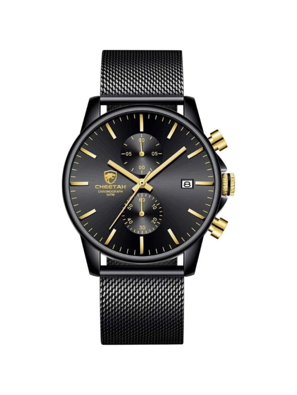 ⚡New Black Gold Men’s Watch Fashion Sport Quartz Analog Mesh Stainless Steel